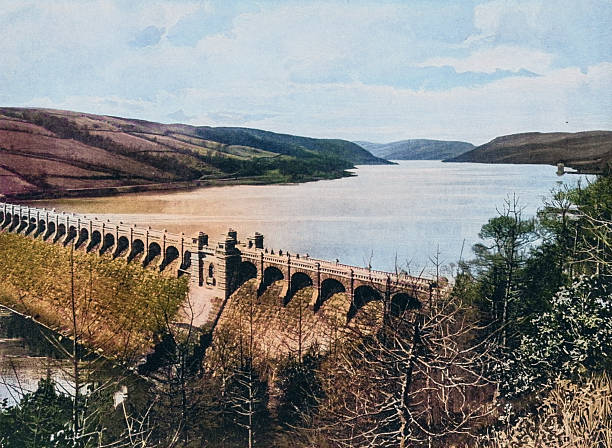 Black and White Photograph of the British Empire in the 19th Century: Engineering and Constructions, Vyrnwy Lake, North Wales