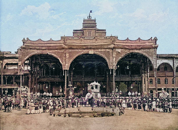 Black and White Photograph of the British Empire in the 19th Century: Ceremonies, traditions and customs, Royal Marriage, Mysore, India
