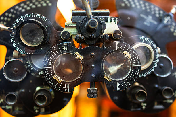 Close-Up Of Eye Test Equipment On White Background