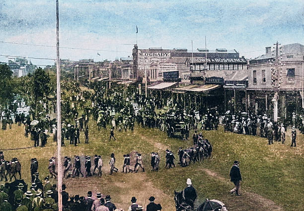 Black and White Photograph of the British Empire in the 19th Century: Ceremonies, traditions and customs, St Patrick's Day, Geelong, Victoria