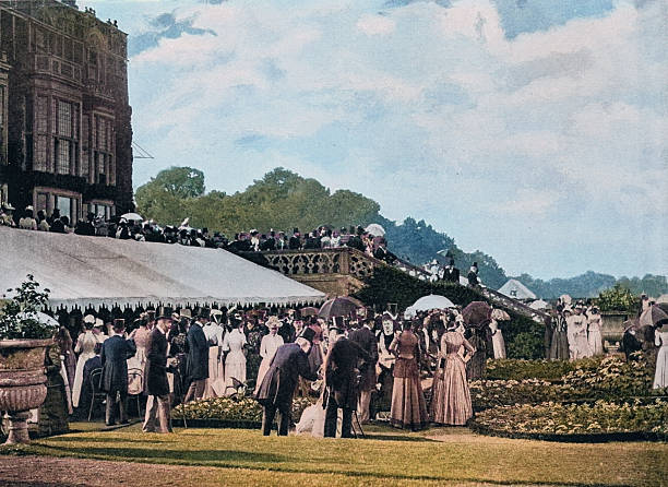 Black and White Photograph of the British Empire in the 19th Century: Ceremonies, traditions and customs, Garden Party, Hatfield