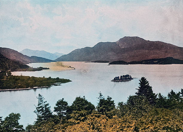 Black and White Photograph of the British Empire in the 19th Century: Natural Landscapes, Loch Lomond, from Inchtavannach