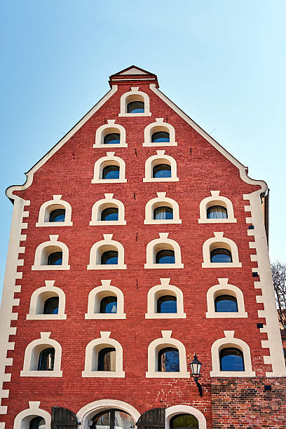 Facade of a medieval Gothic granary in Torun, Poland