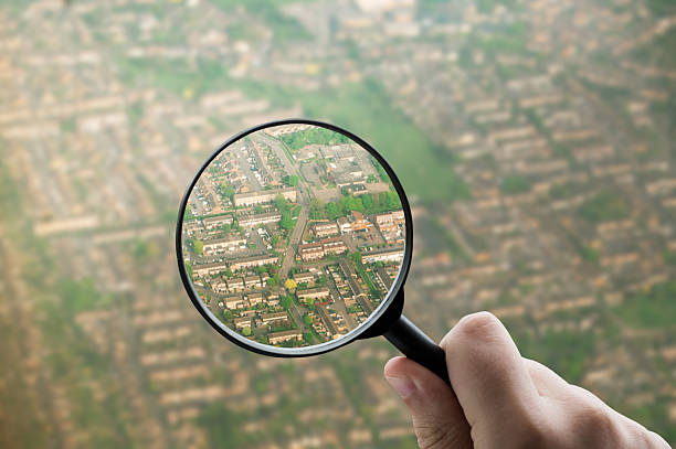 Alcobendas, SPAIN, December, 13, 2015: Closeup of Osaka map with magnifying glass. taken with Canon EOS 400D and processed with Adobe Photoshop CS5