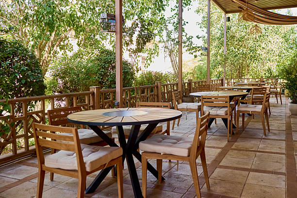 Outdoor Dining Table In the Garden,Vacation homestay in Moganshan,China,Asia.