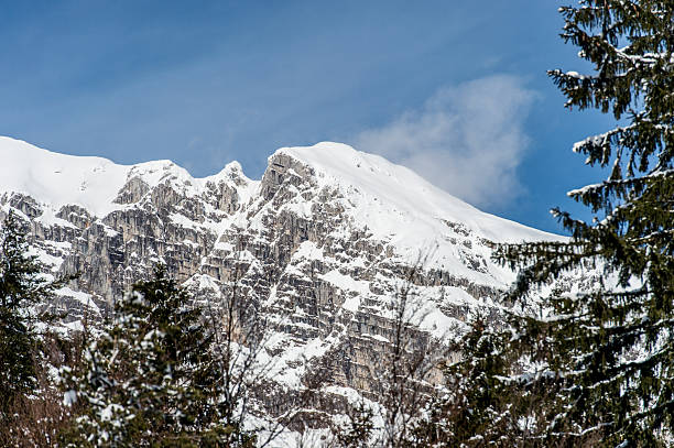Snowfall in Trentino . Andalo , Molveno , Paganella , Fai della Paganella. Dolomiti di Brenta, cross-country skiing