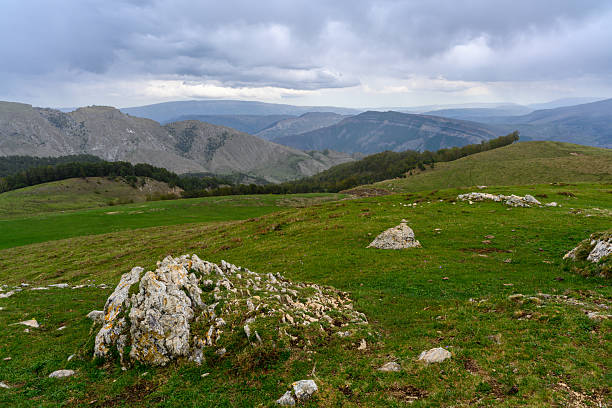 Rolling Hills and Overcast Skies A Mountain Landscape. Dagestan Russia.