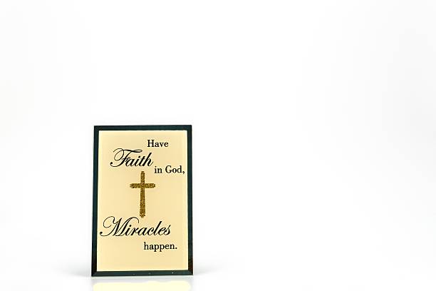 Have faith in God, miracles happen. White copy space on the right side.