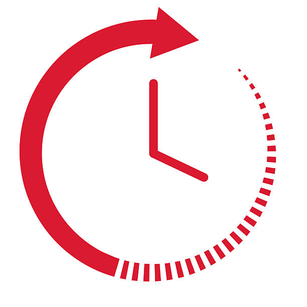 Red History Clock icon, sticker. Time Management vector illustration eps 10