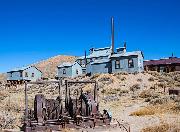 Draw Works in Front of The Historic Standard Stamp Mill, Bodie State Historical Park, California, USA