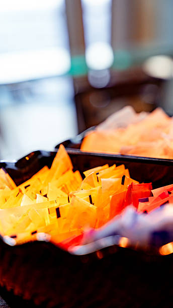 Sweetener packets and sugar at beverage station