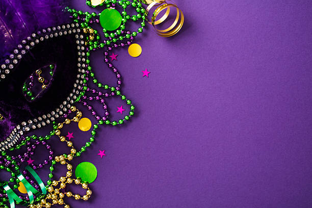Mardi gras beads isolated on white background