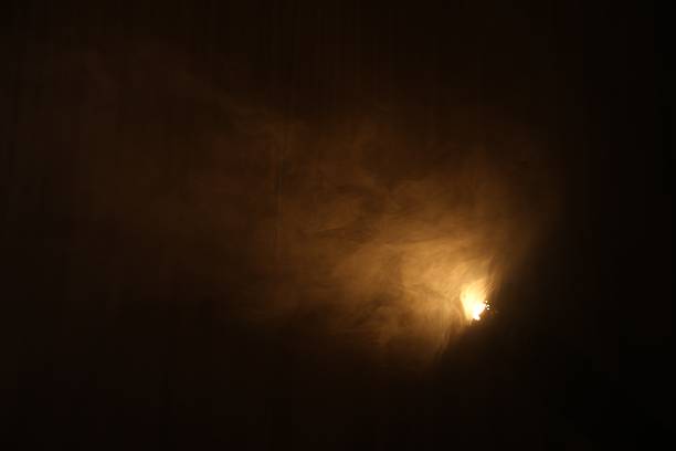 Professional lighting equipment without reflector and smoke on dark background. Space for text