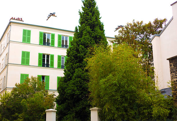 Paris, France: Pretty Old Building with Bright Green Shutters, 11th