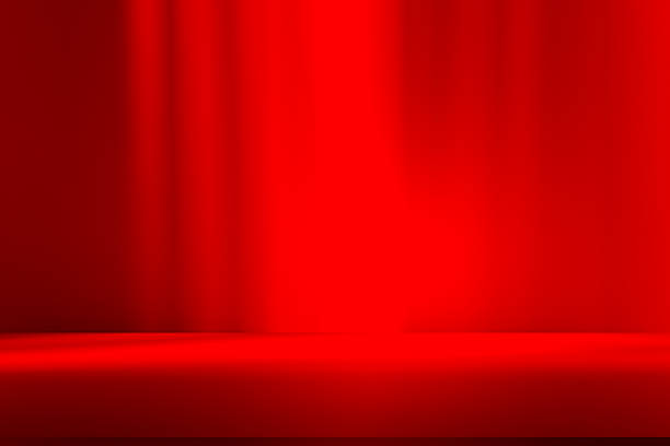 Studio style background wall decoration presentation uses white and red tones. with shadows cast from a nearby window, concept creating a decorative