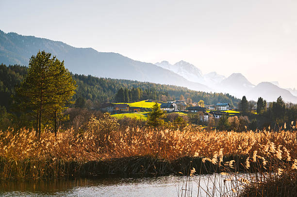 Beautiful Austrian Village in the spring. Pressegger see.