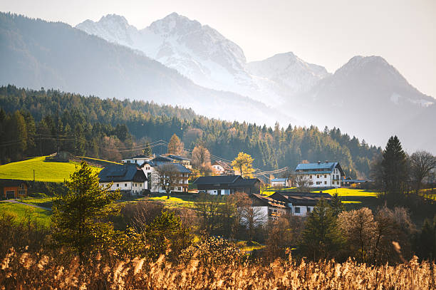 Beautiful Austrian Village in the spring. Pressegger see.