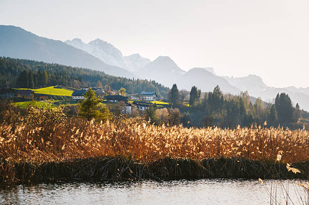 Beautiful Austrian Village in the spring. Pressegger see.