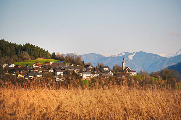 Beautiful Austrian Village in the spring. Pressegger see.
