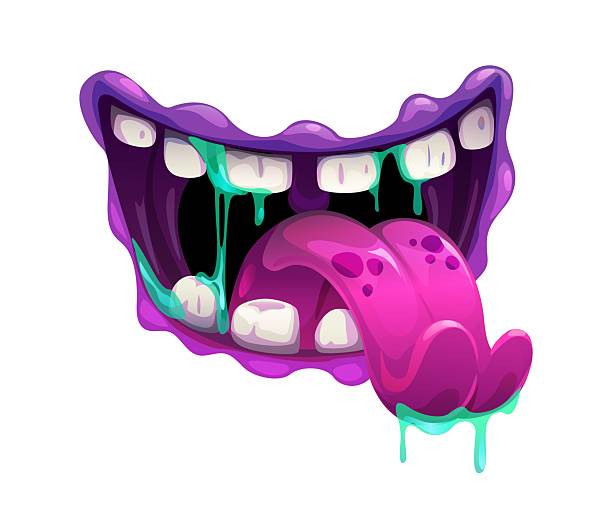 Green Slime In Mouth Vector Isolated On White Stock Illustration
