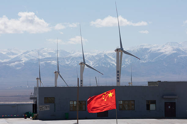 Qinghai, China - October 12, 2019: A wind farm in Northwest China