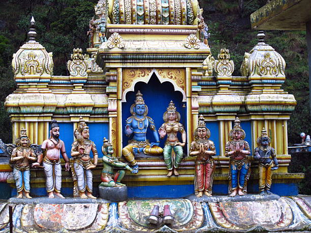 Hindu temple surrounded with tea plantations in Sri Lanka