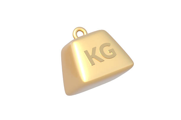 Golden kettlebell of one ton isolated on white background. 3d render