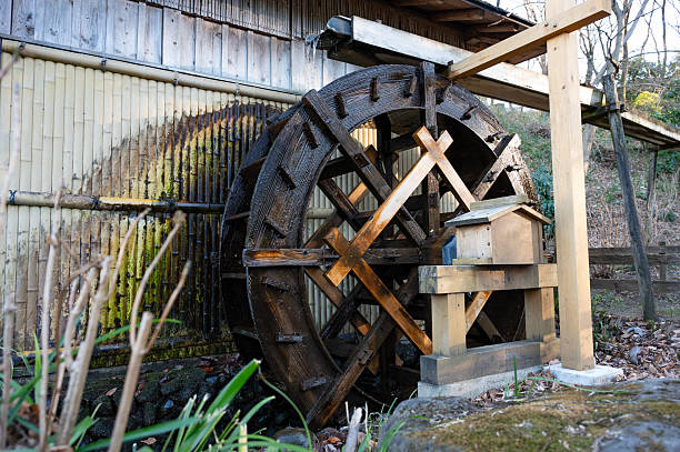 Water wheel attached to an old shed.