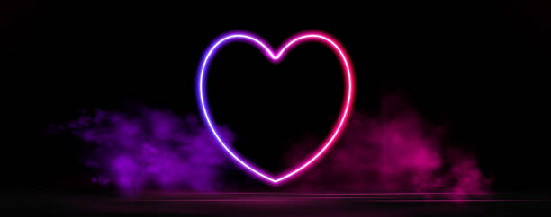 istock Neon heart with glowing pink and purple light effects, futuristic portal gateway, vibrant smoke and LED illumination. abstract vector frame composition. 2256556051