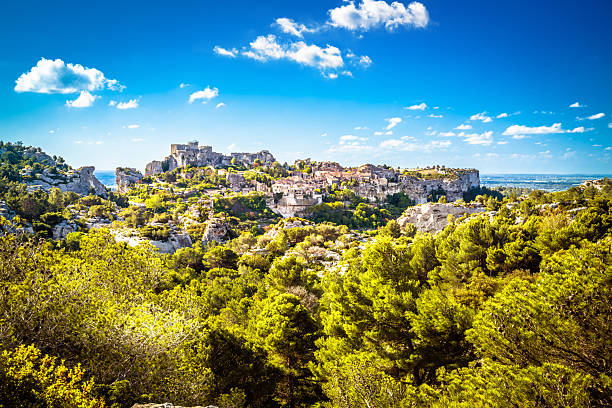 Les Baux de Provence scenic town on the hill view, landmark of southern France