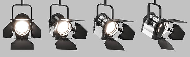 Professional studio light isolated on a gray background. Professional TV and cinema light. 3d rendering