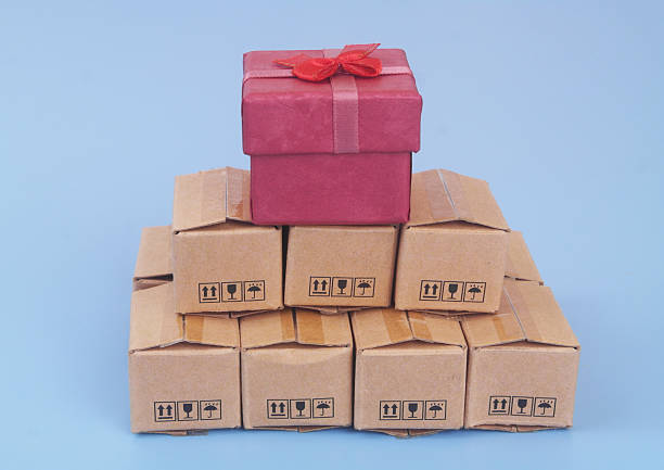 Cardboard boxes. Brown cardboard packaging. 3D rendering.