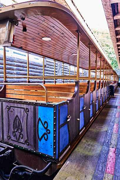 View of the interior of a vintage train