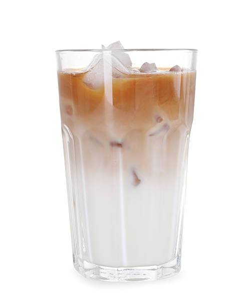 Glass of fresh iced coffee isolated on white