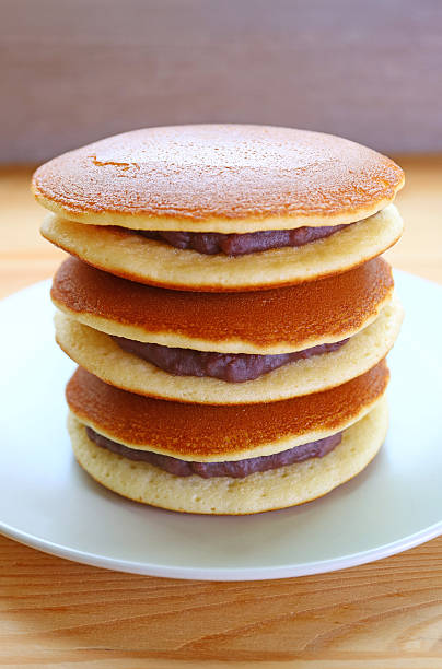 Stack of Delectable Dorayaki, a Japanese Azuki Bean Paste (Anko) Filled Pancake
