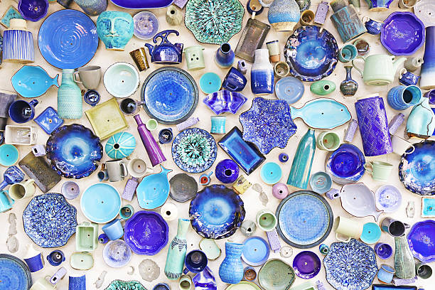 Mosaic of Craft, Turquoise and Blue Pottery in Pattern