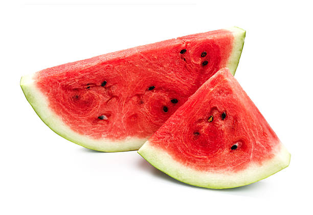 istock Watermelon slices isolated on white background 2256617971