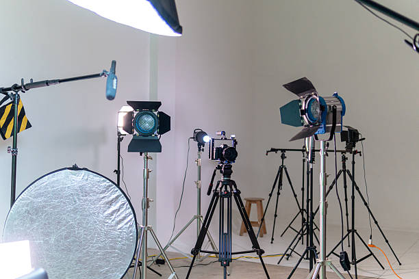 istock Production studio with camera and video lighting equipment 2256622569