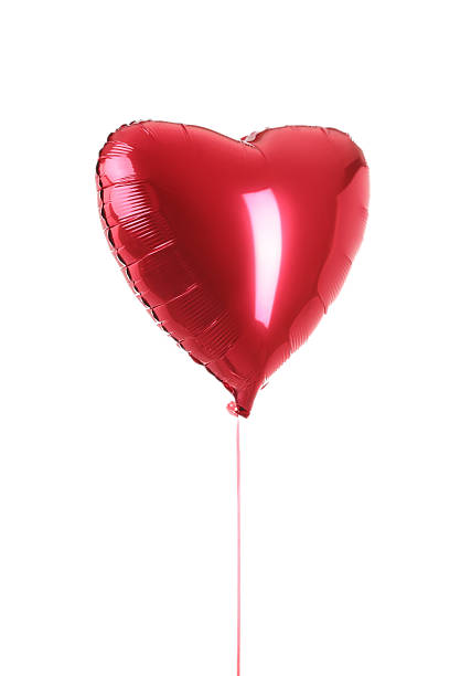 One heart-shaped red balloon isolated on white. Happy Valentine's day