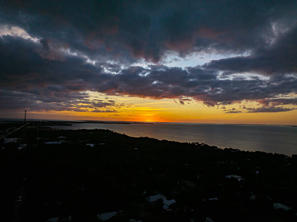 Sunset in the Florida Keys in Islamorada, Plantation Key and Tavernier with iconic colorful sunsets.