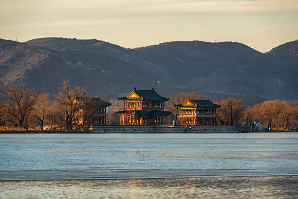 Beijing, China - 16th January 2026 - Sunset glow over the Summer Palace ancient architecture