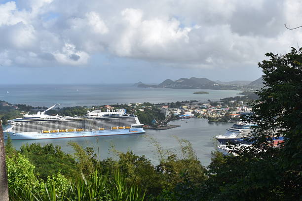 Elevated view of Marigot Bay, St. Lucia.