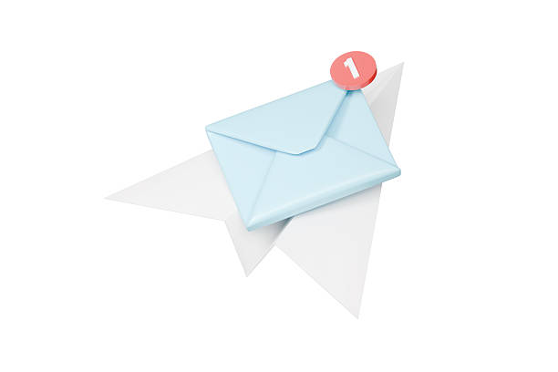 3d paper plane mail notification icon. new message concept. minimal cartoon email inbox alert for app ui. isolated on white transparent background. 3d render.