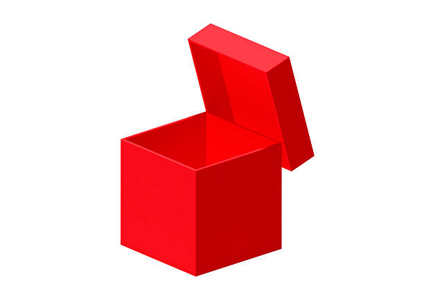 Open red box isolated on white background. Bright product package for design