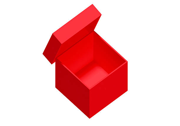 Open red box isolated on white background. Bright product package for design