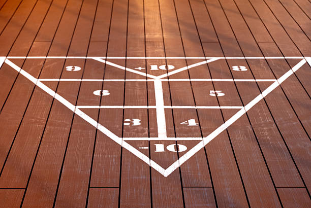 Shuffleboard target on the deck of a cruise ship.