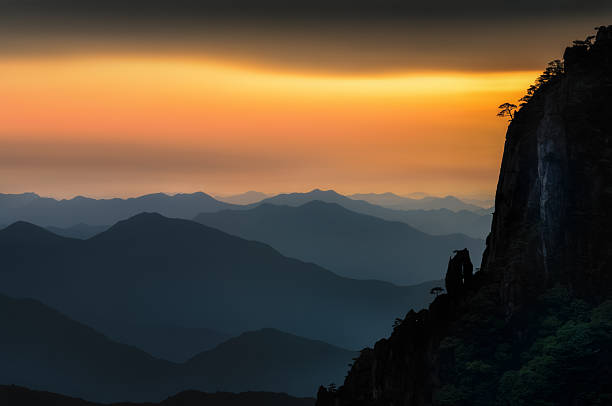 A magnificant sunset at the famous Huangshan or Yellow Mountain scenic area of China