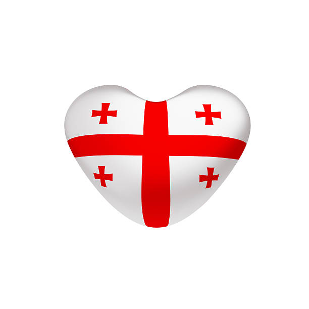 Georgia flag on heart. 3d render illustration.