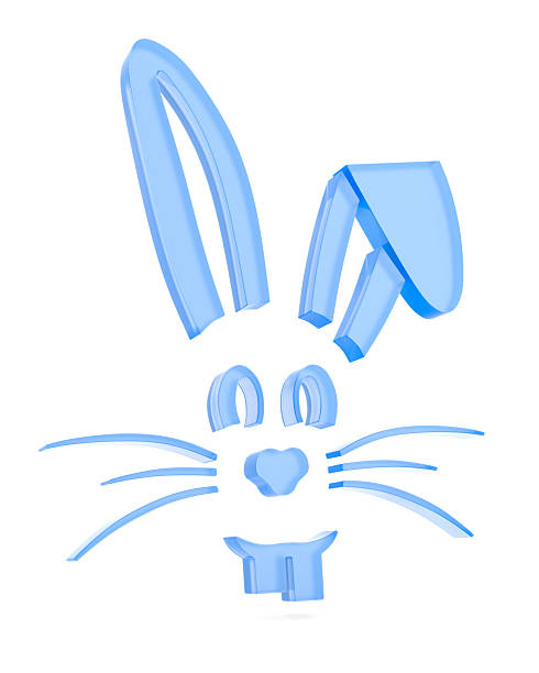 Glass rabbit on white background. Isolated 3D illustration