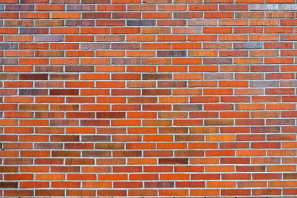 This photograph displays a beautifully crafted brick wall with a rich blend of red, orange, and brown bricks. Its textured surface adds depth and warmth, ideal for various design projects.